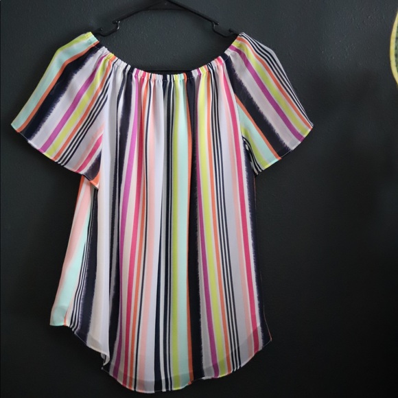 Colorful Striped Blouse (off shoulder option) - Picture 2 of 3